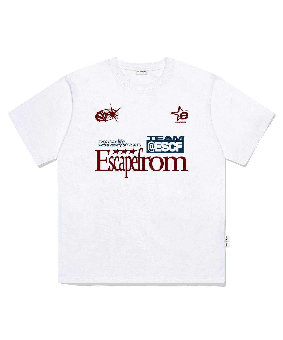 이스케이프프롬(ESCAPEFROM) ESCF 스포츠 프린트 오버핏 반팔티 화이트