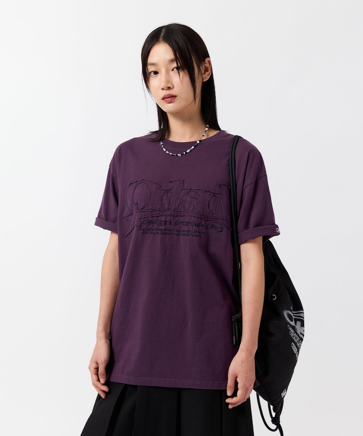 오드스튜디오(ODDSTUDIO) ODSD 스타 워시드 오버핏 티셔츠 - DARK PURPLE