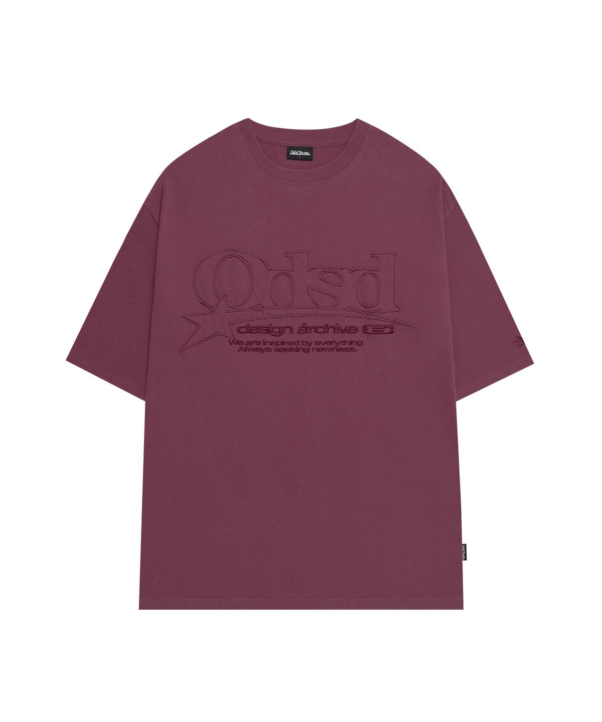 오드스튜디오(ODDSTUDIO) ODSD 스타 워시드 오버핏 티셔츠 - PLUM