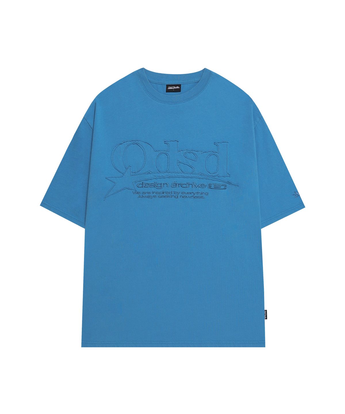오드스튜디오(ODDSTUDIO) ODSD 스타 워시드 오버핏 티셔츠 - VINTAGE BLUE