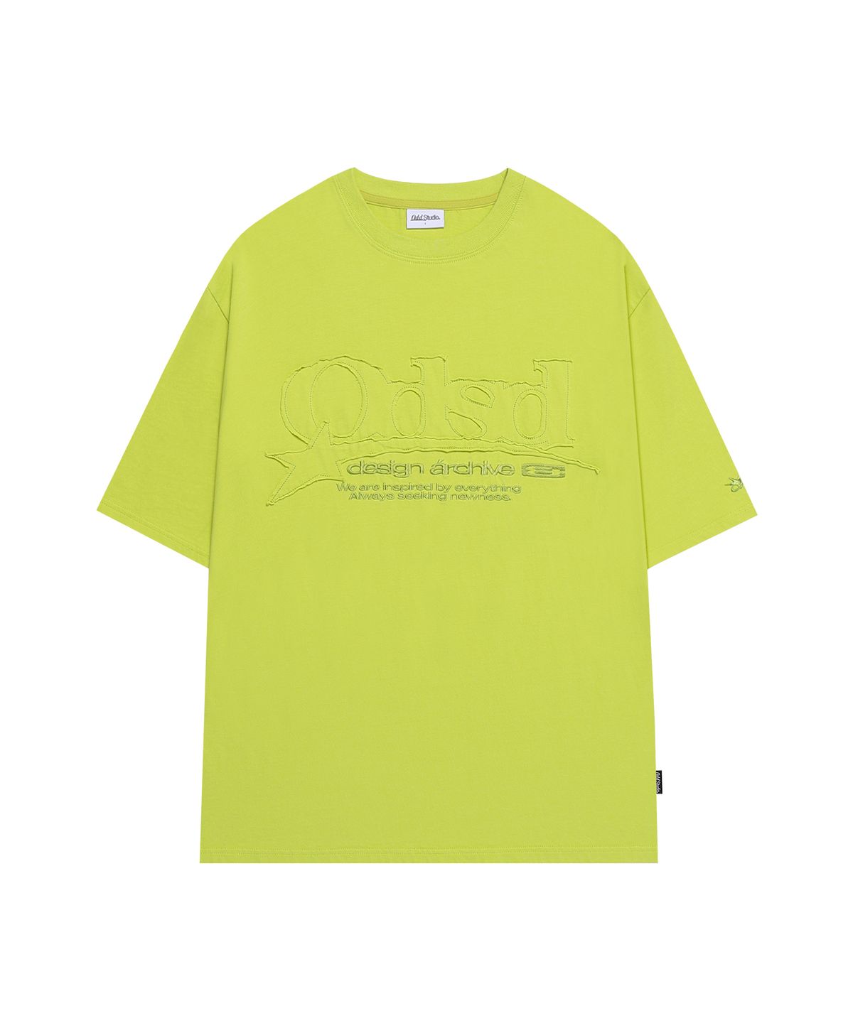 오드스튜디오(ODDSTUDIO) ODSD 스타 워시드 오버핏 티셔츠 - LIME