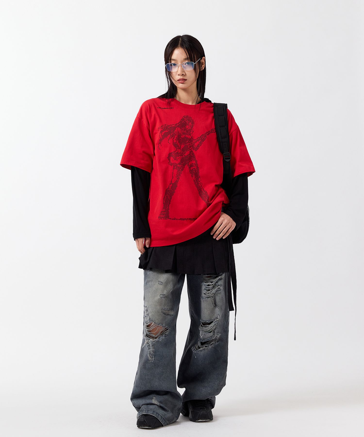 MUSINSA公式 | ODDSTUDIO ダーティウォッシュデストロイドデニムパンツ