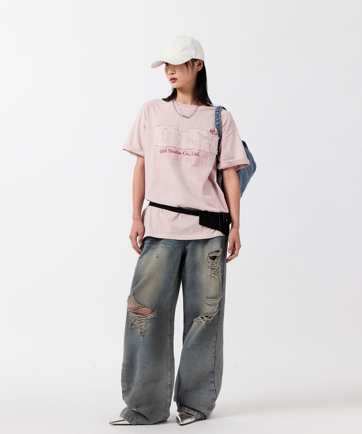 MUSINSA公式 | ODDSTUDIO ダーティウォッシュデストロイドデニムパンツ