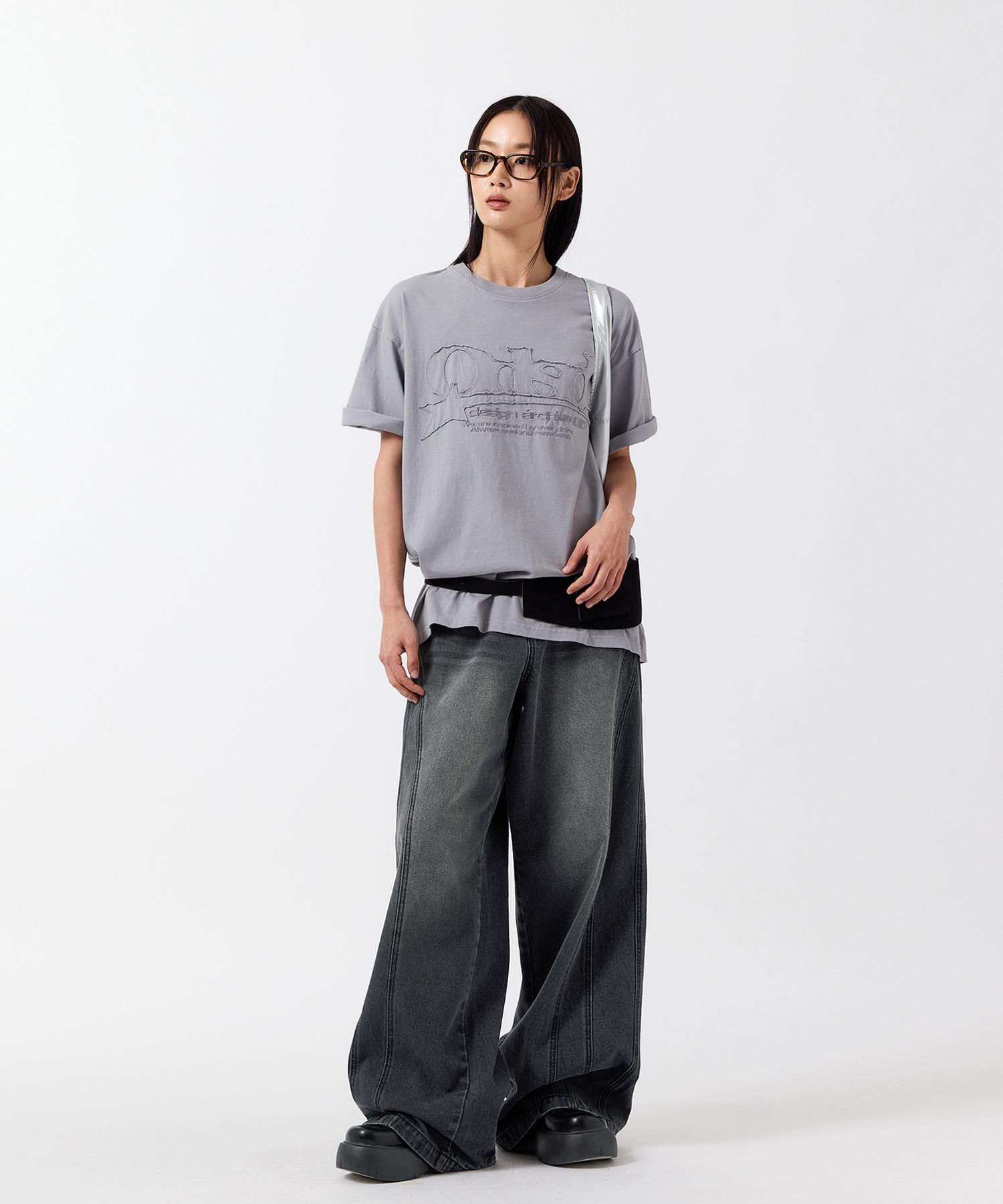 デニム・ジーパン ODD STUDIO CURVE WASHED SNAP BUTTON WIDE DENIM PANTS MUSINSA | ODDSTUDIO Curve Washing Snap Button Wide Denim