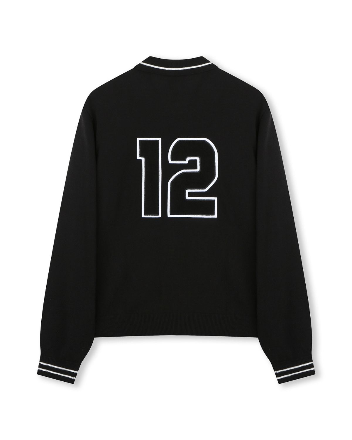비슬로우(BESLOW) POLO STRIPE KNIT ZIP-UP BLACK