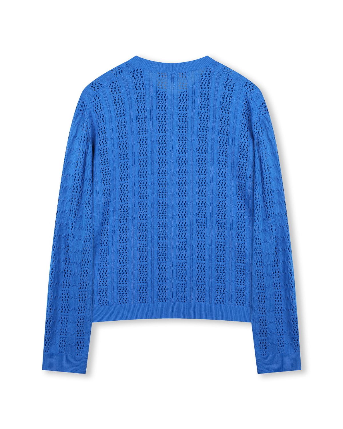 비슬로우(BESLOW) CROCHET CREW NECK SHORT CARDIGAN BLUE