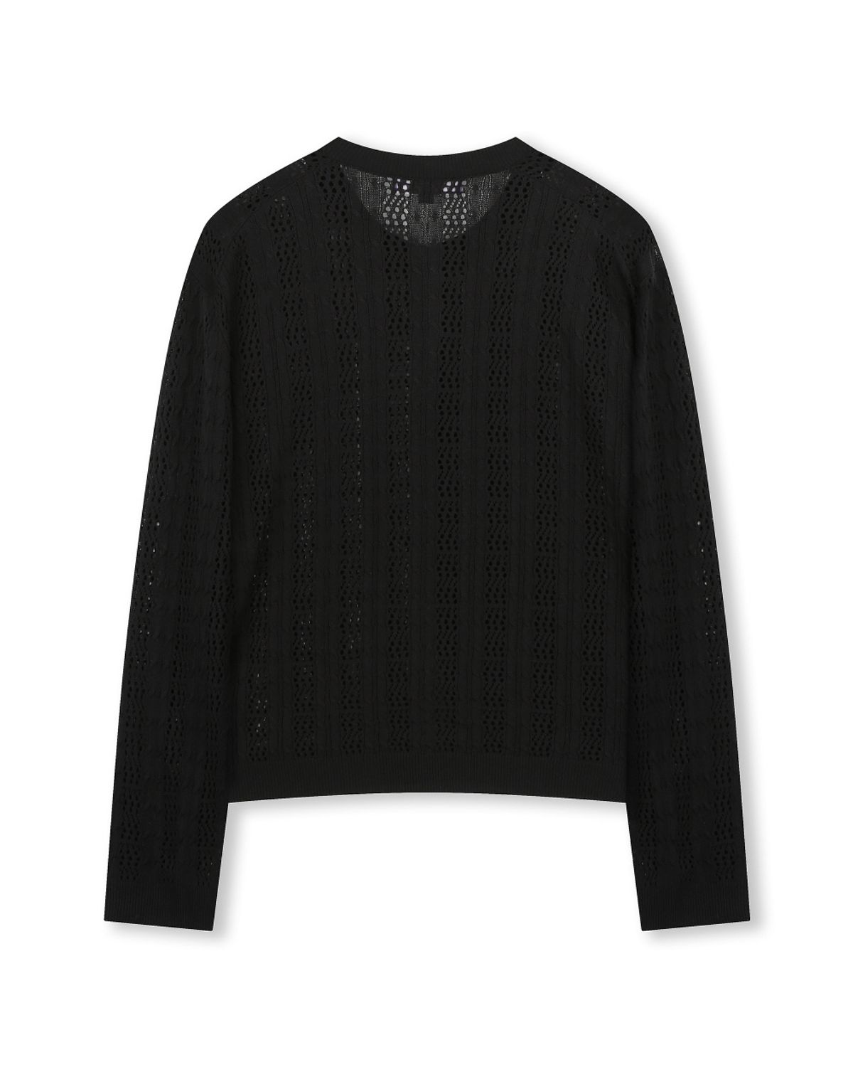 비슬로우(BESLOW) CROCHET CREW NECK SHORT CARDIGAN BLACK