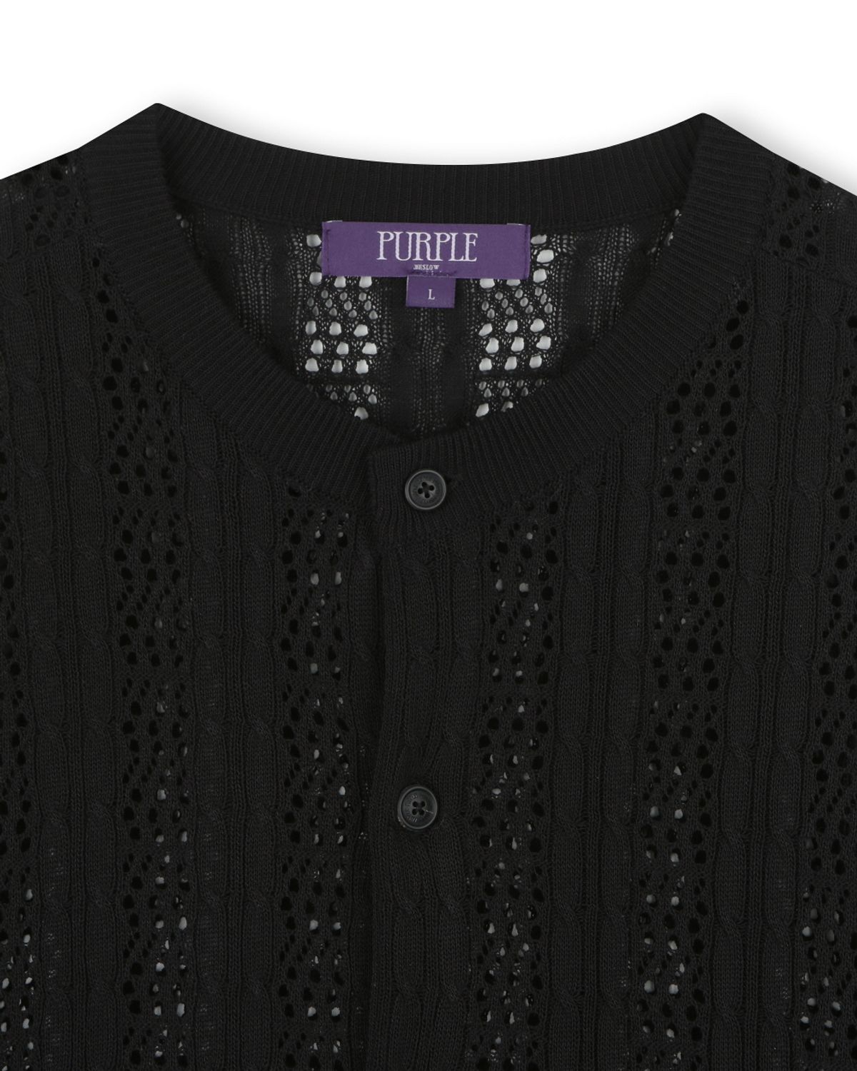 비슬로우(BESLOW) CROCHET CREW NECK SHORT CARDIGAN BLACK