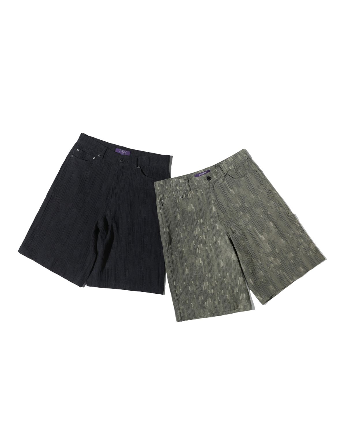 비슬로우(BESLOW) WASHED LINEN JACQUARD WORK SHORTS OLIVE