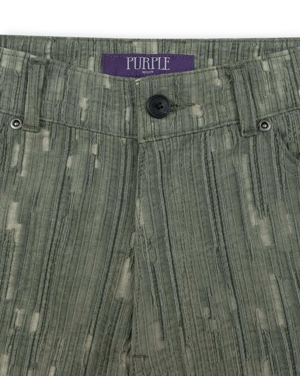비슬로우(BESLOW) WASHED LINEN JACQUARD WORK SHORTS OLIVE