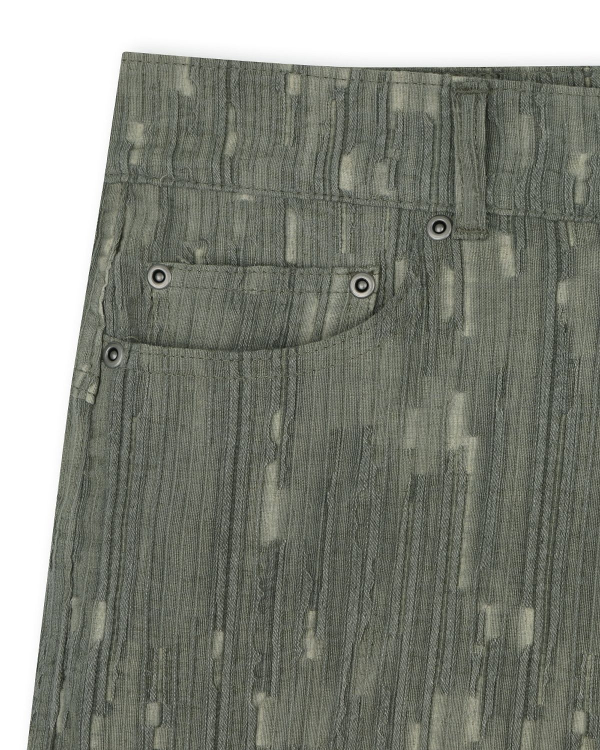비슬로우(BESLOW) WASHED LINEN JACQUARD WORK SHORTS OLIVE