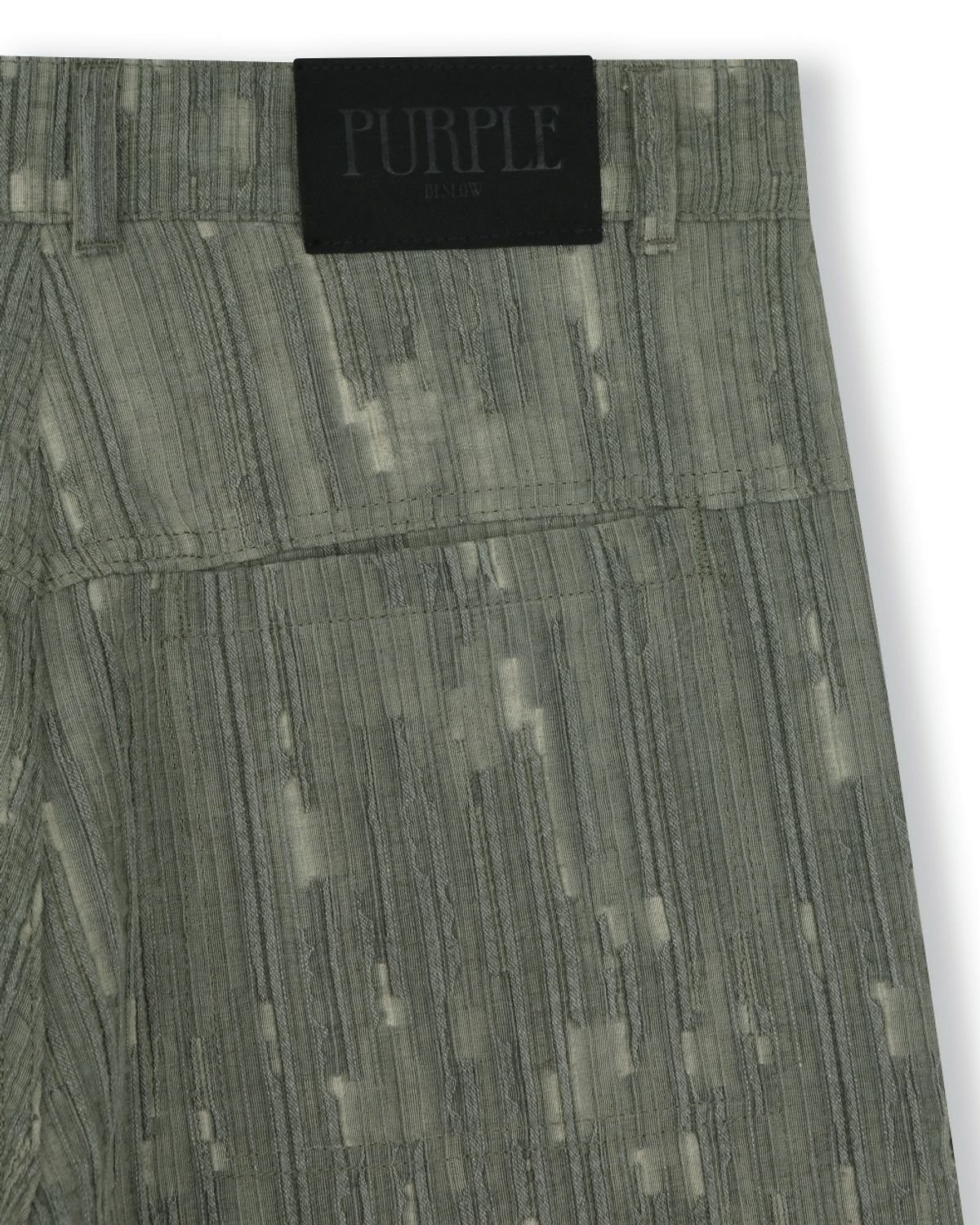 비슬로우(BESLOW) WASHED LINEN JACQUARD WORK SHORTS OLIVE
