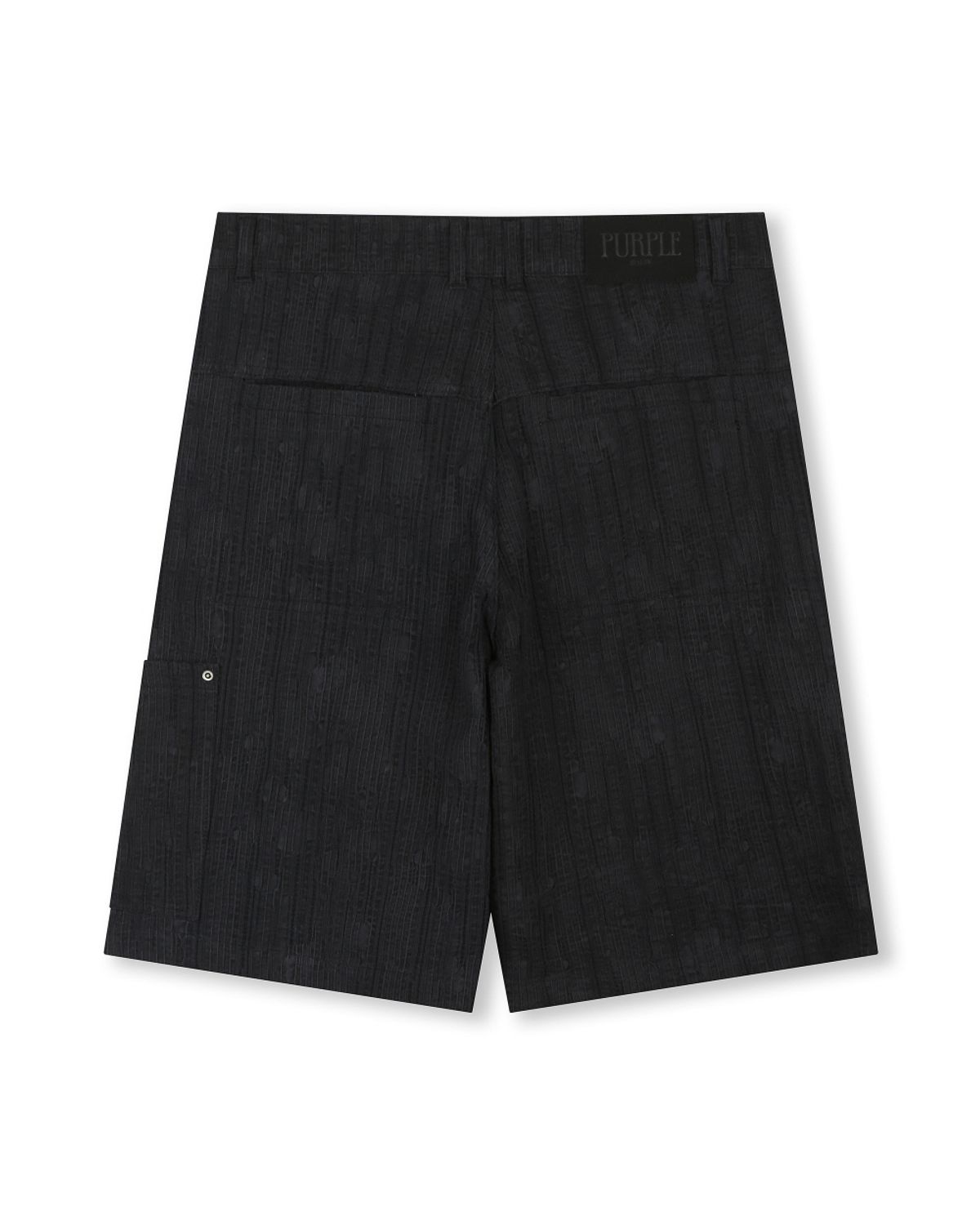 비슬로우(BESLOW) WASHED LINEN JACQUARD WORK SHORTS BLACK