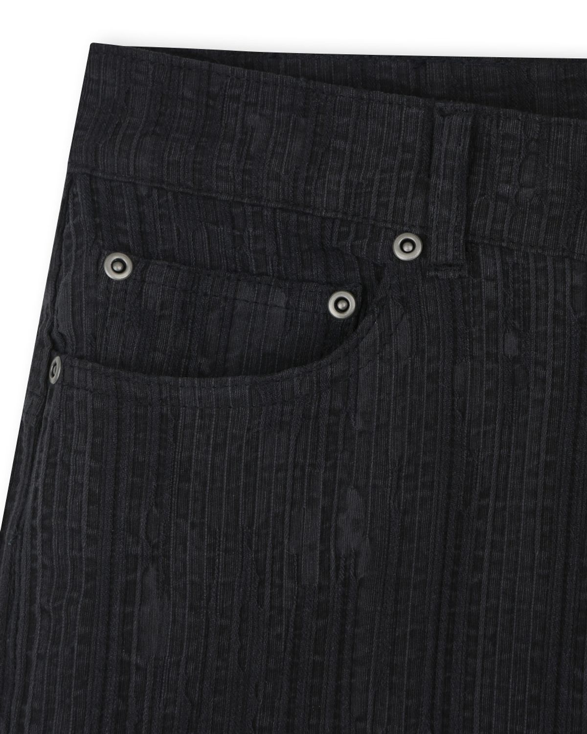 비슬로우(BESLOW) WASHED LINEN JACQUARD WORK SHORTS BLACK