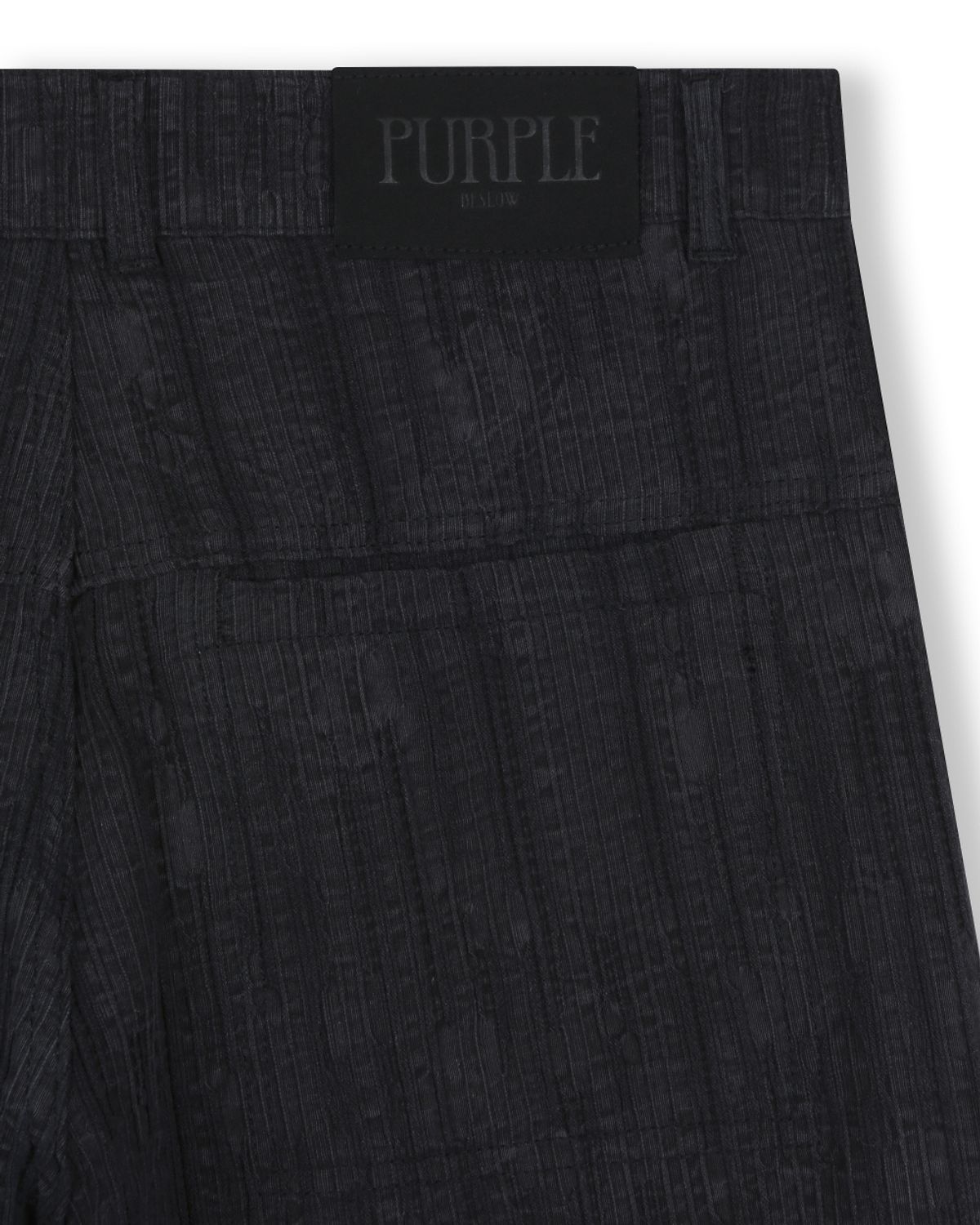 비슬로우(BESLOW) WASHED LINEN JACQUARD WORK SHORTS BLACK