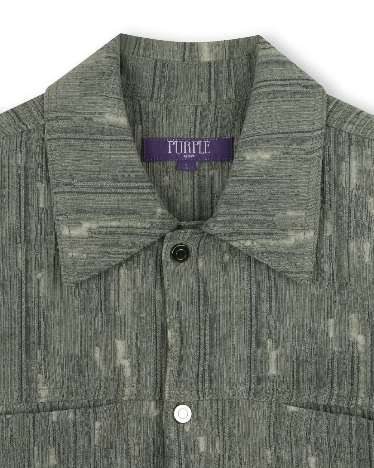 비슬로우(BESLOW) WASHED LINEN JACQUARD WORK JACKET OLIVE