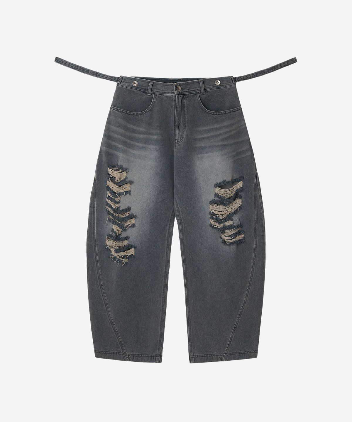 비엘알(BLR) Adjustable Waist Destroyed Denim Pants Light Blue