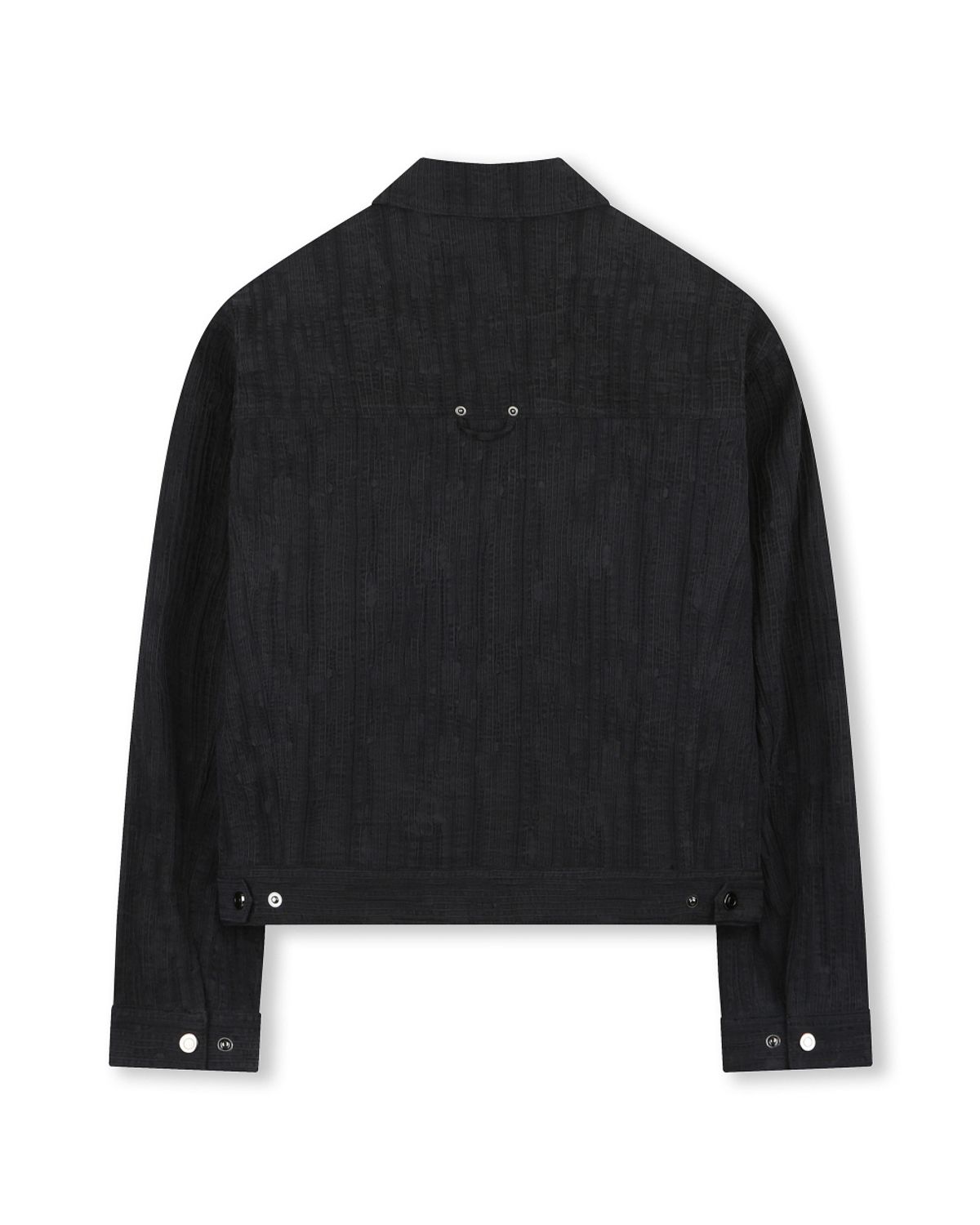 비슬로우(BESLOW) WASHED LINEN JACQUARD WORK JACKET BLACK