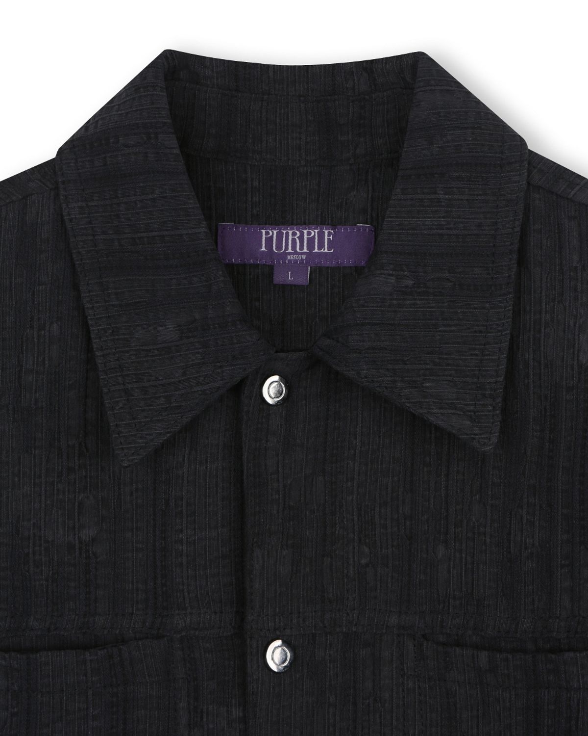 비슬로우(BESLOW) WASHED LINEN JACQUARD WORK JACKET BLACK