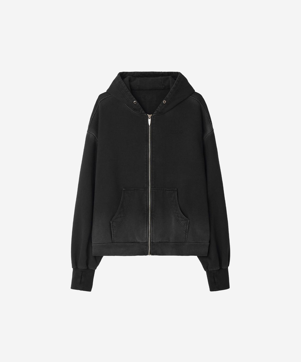 비엘알(BLR) Damaged Dyeing Raw Cut Washing Sweat Hoodie Zip-Up