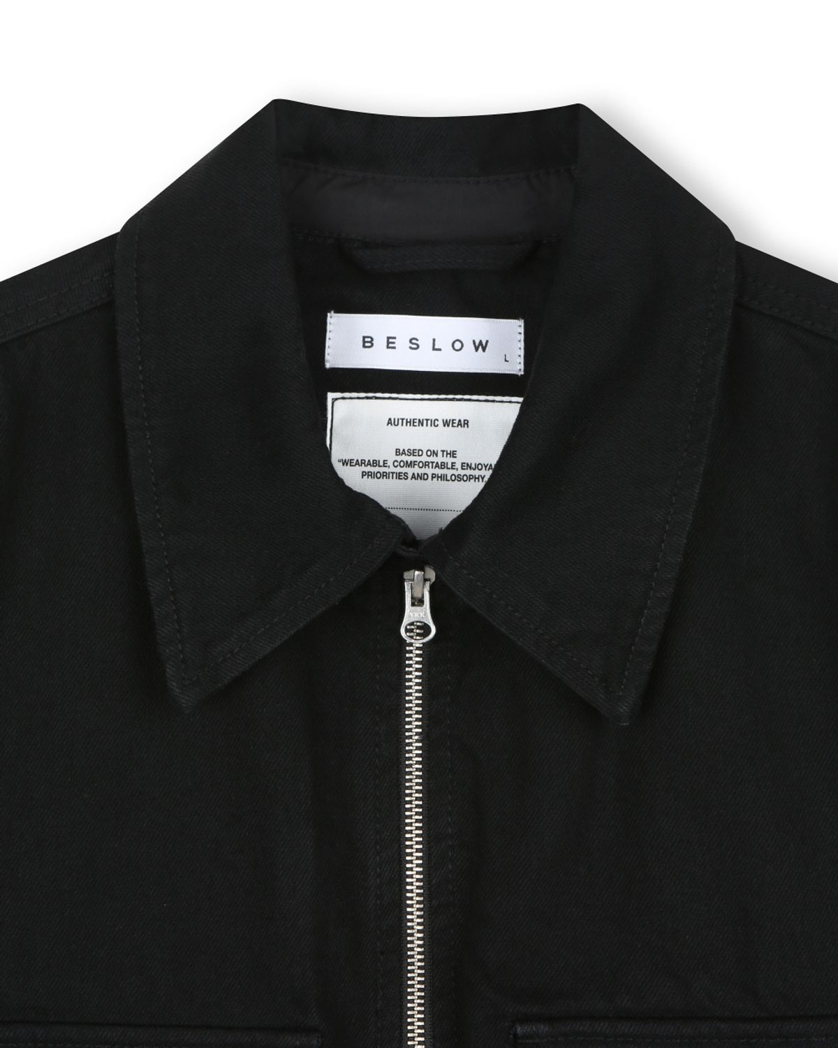 비슬로우(BESLOW) CONE MILL MILITARY ZIP-UP DENIM JACKET BLACK