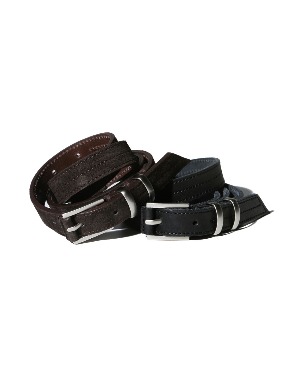 비슬로우(BESLOW) [비슬로우X데릭]SQUARE RING SLIM LEATHER WRAP BELT BROWN