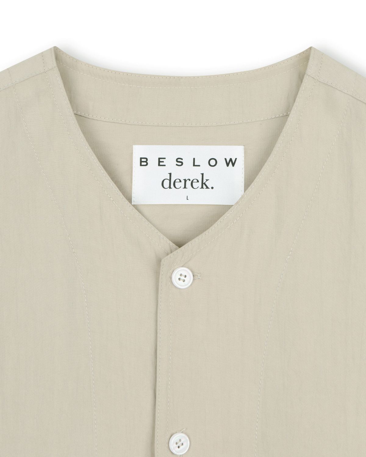 비슬로우(BESLOW) [비슬로우X데릭]CRINKLE COLLARLESS SHIRT ECRU