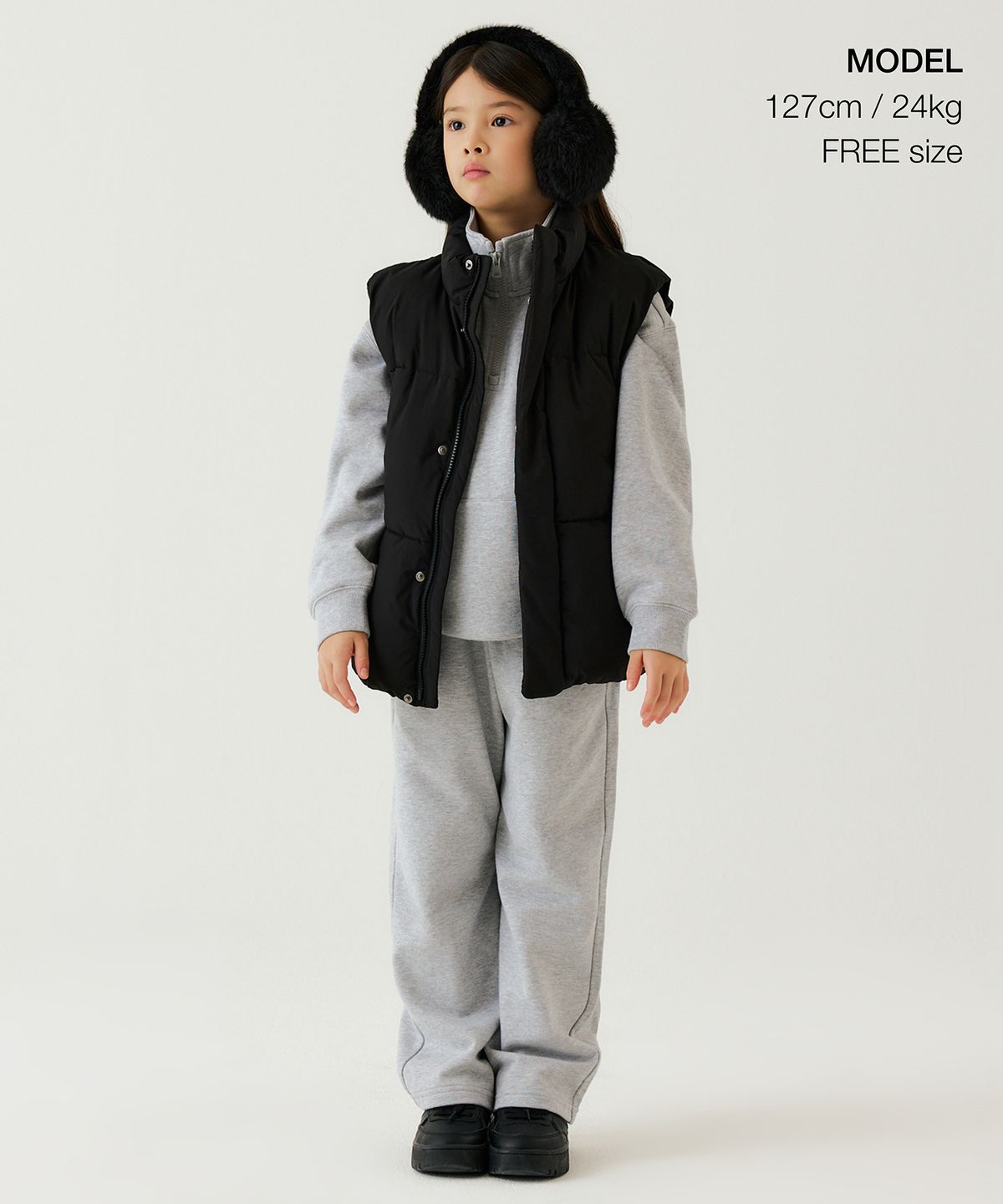 무신사 스탠다드 키즈(MUSINSA STANDARD KIDS) 페이크 퍼 이어 머프 [블랙]