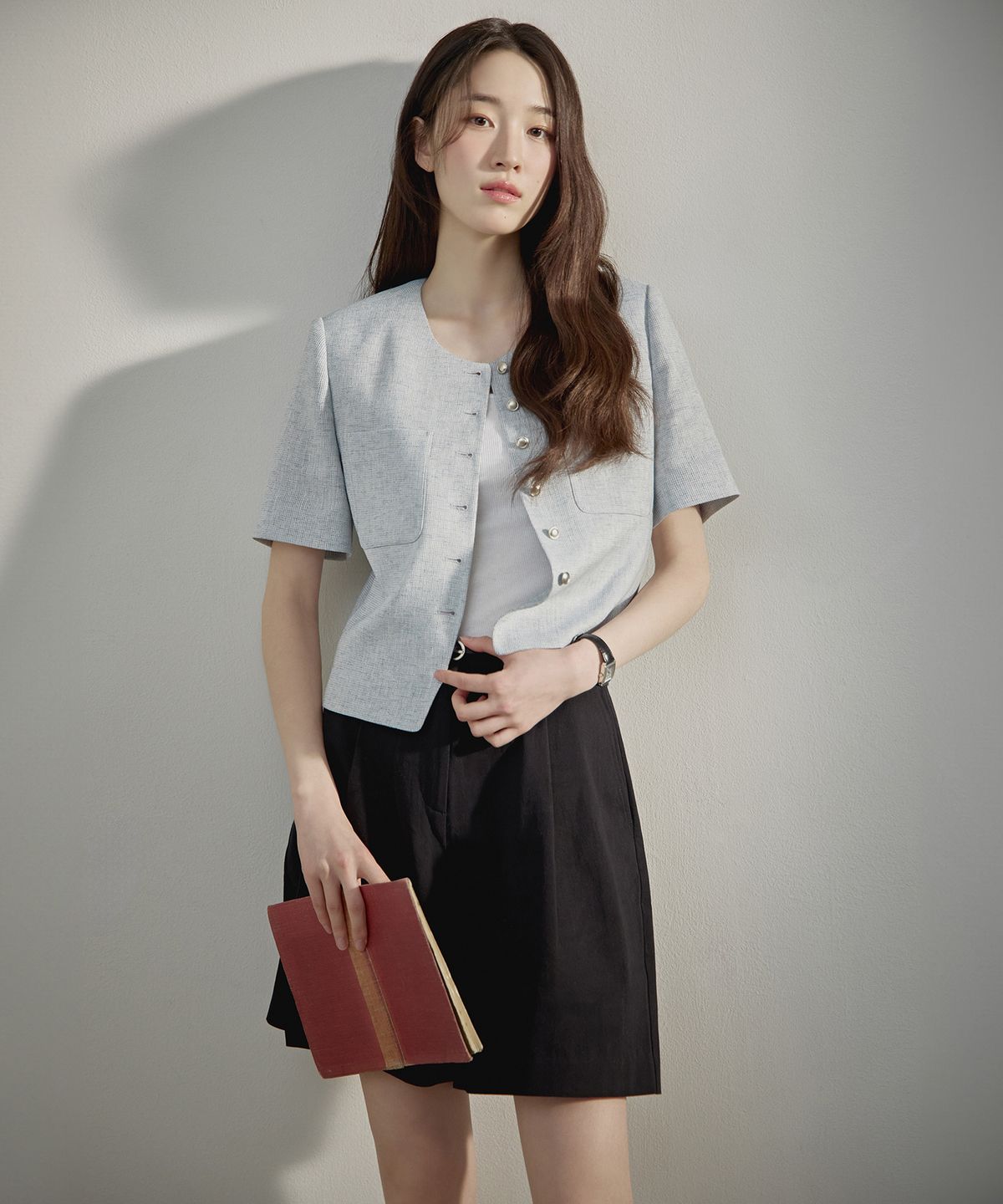 마인드브릿지 우먼(MIND BRIDGE WOMEN) [W]벨티드 원턱 3부 반바지 - 2color