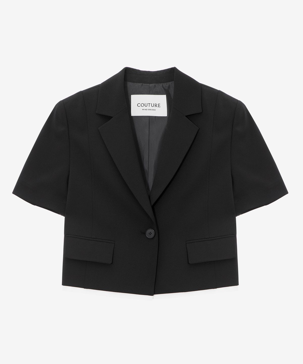 마인드브릿지 우먼(MIND BRIDGE WOMEN) [W][COUTURE]밑단 배색 크롭 반팔 자켓 - 2color