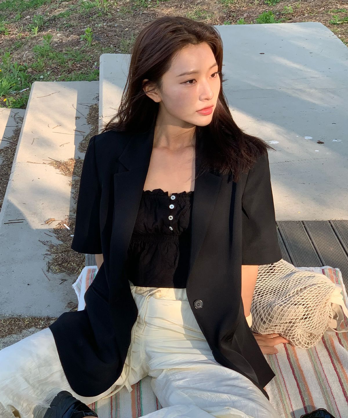 마인드브릿지 우먼(MIND BRIDGE WOMEN) [W]오버핏 반팔 자켓