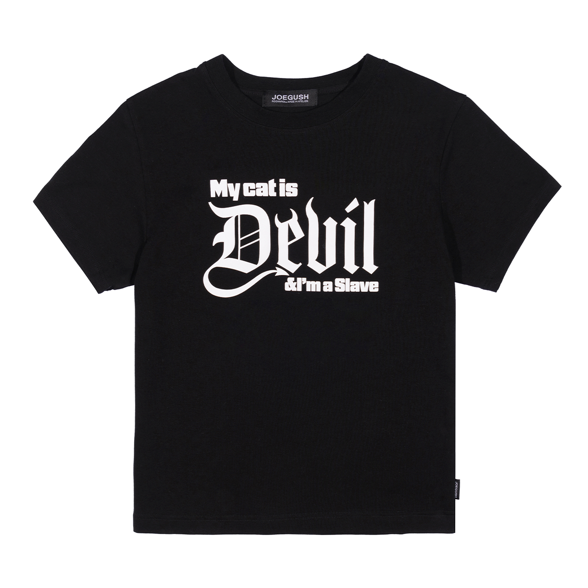 【JOEGUSH 】 Cat Devil T-shirt /追跡付 MUSINSA | JOEGUSH Cat Devil T-shirt (Crop Ver.) (Black)