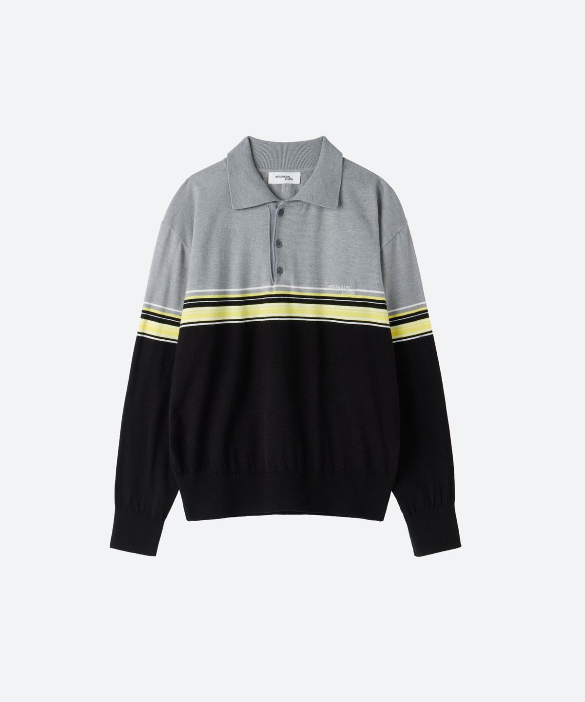 문선 아카이브(MOONSUN ARCHIVE) M.C UNISEX, Point Stripe Collar Knit / Gray Yellow