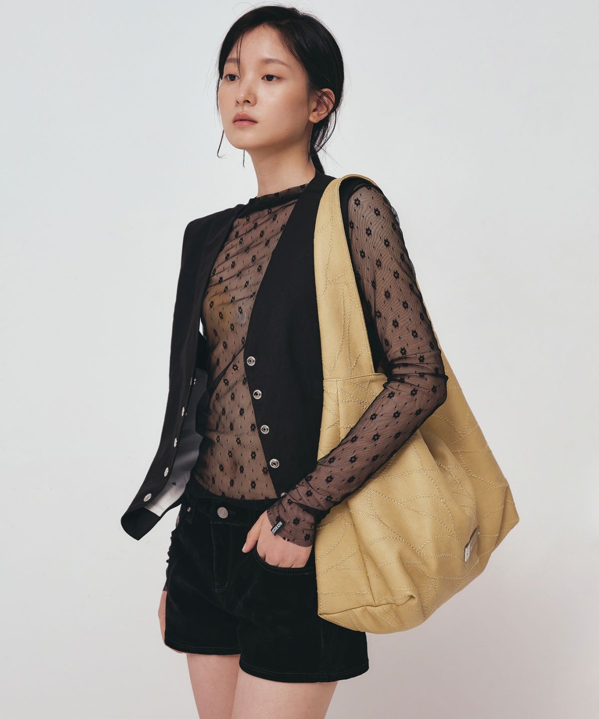 닉앤니콜(NICK&NICOLE) LEATHER WRINKLE TOTE BAG_BUTTER