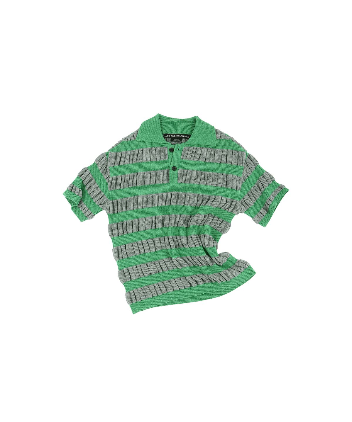 앤더슨벨(ADSB ANDERSSON BELL) 버블 스트라이프 폴로 스웨터 atb1246m(GREY/GREEN)