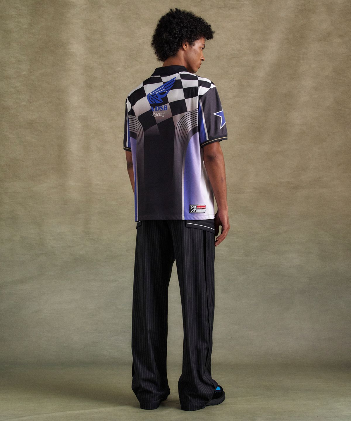 앤더슨벨(ADSB ANDERSSON BELL) 체크보드 레이싱 티셔츠 atb1298m(BLUE/BLACK)