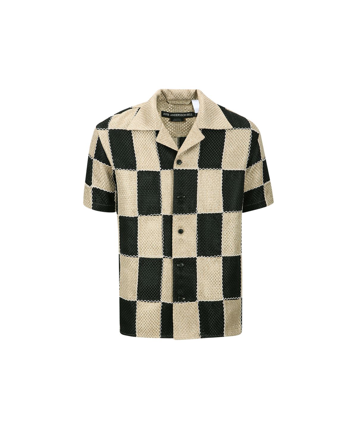 앤더슨벨(ADSB ANDERSSON BELL) 패치워크 오픈 카라 셔츠 atb1233m(BLACK/BEIGE)