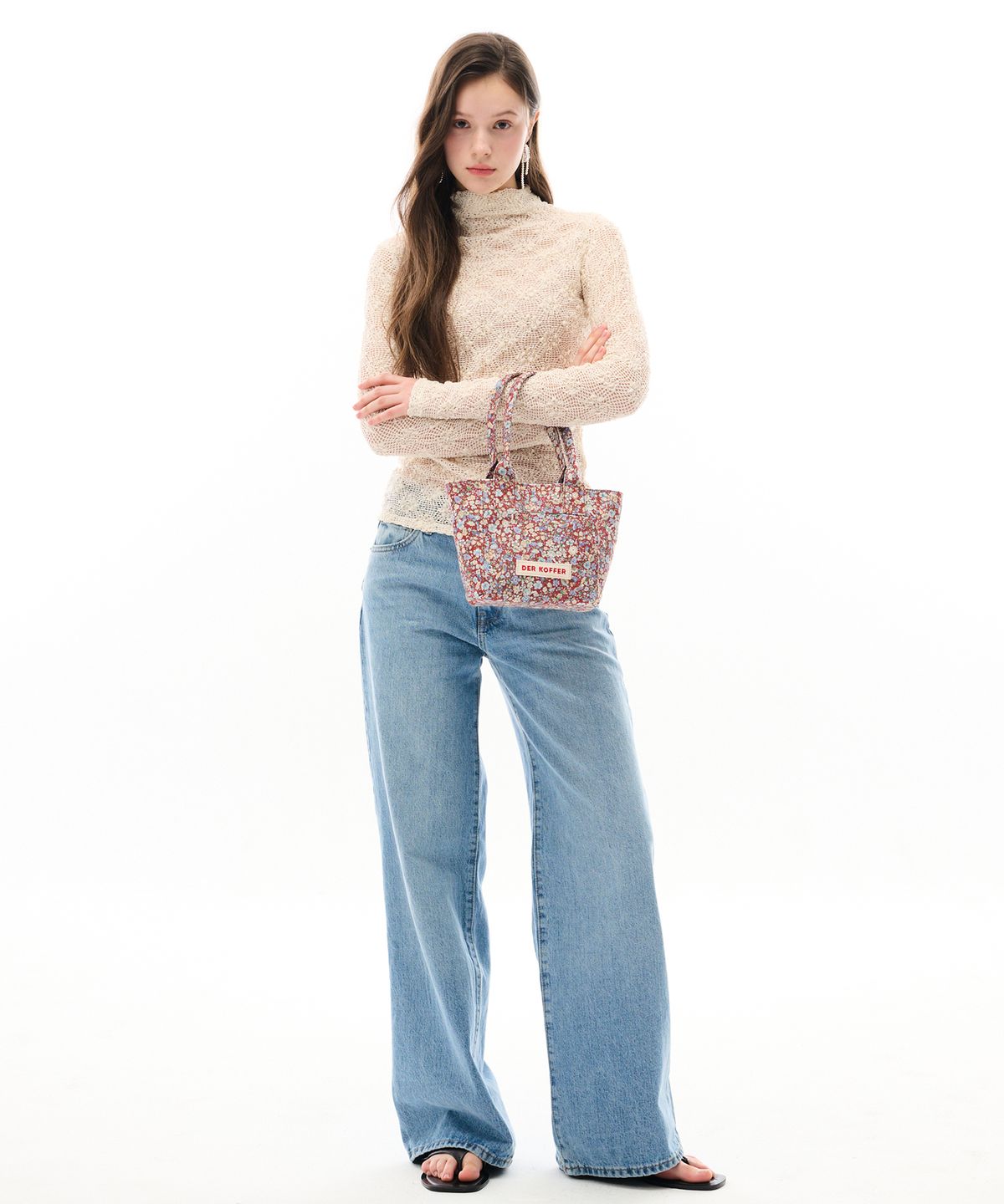 델코퍼(DER KOFFER) SHOPPER VINTAGE [FLOWER-BROWN]-MINI