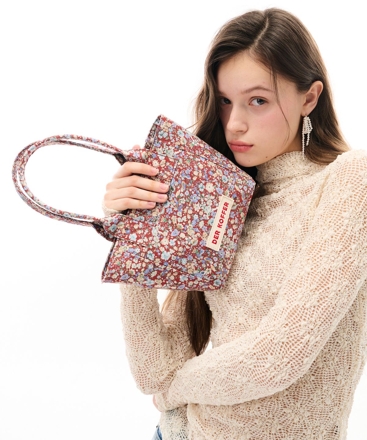 델코퍼(DER KOFFER) SHOPPER VINTAGE [FLOWER-BROWN]-MINI