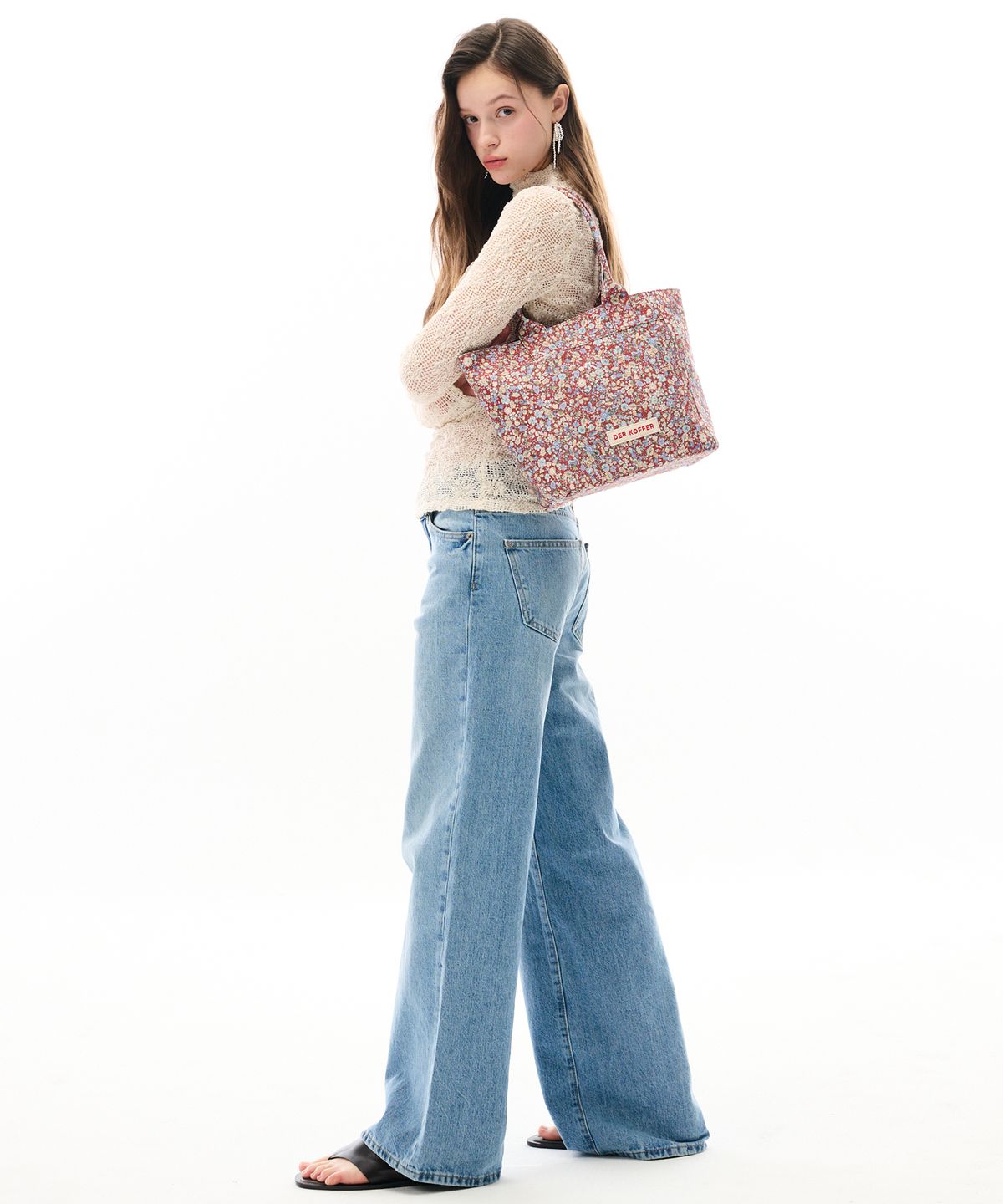 델코퍼(DER KOFFER) SHOPPER VINTAGE [FLOWER-BROWN]-MEDIUM
