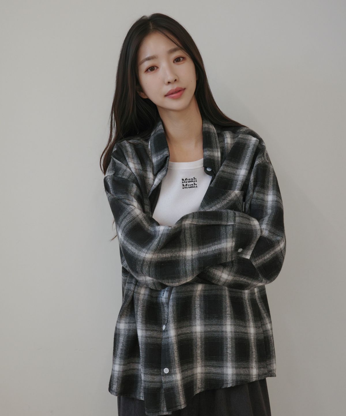 무아무아(MUAHMUAH) 루즈핏 체크 긴팔 셔츠 [5color]