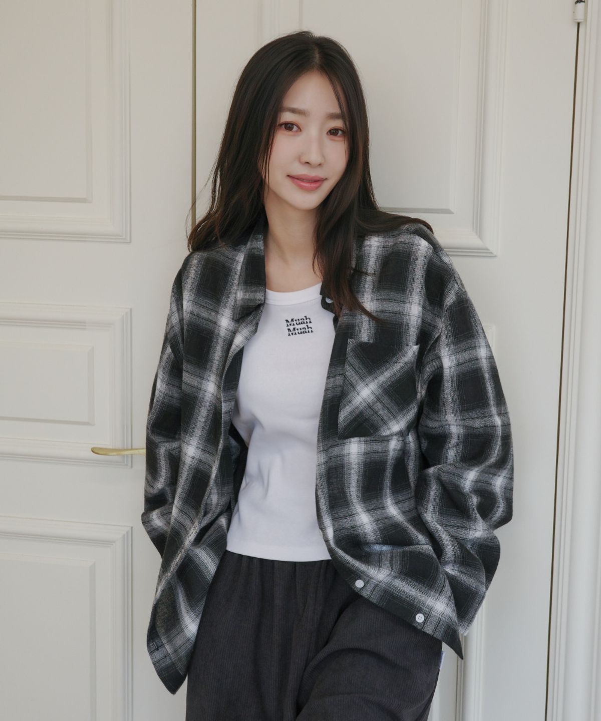 무아무아(MUAHMUAH) 루즈핏 체크 긴팔 셔츠 [5color]