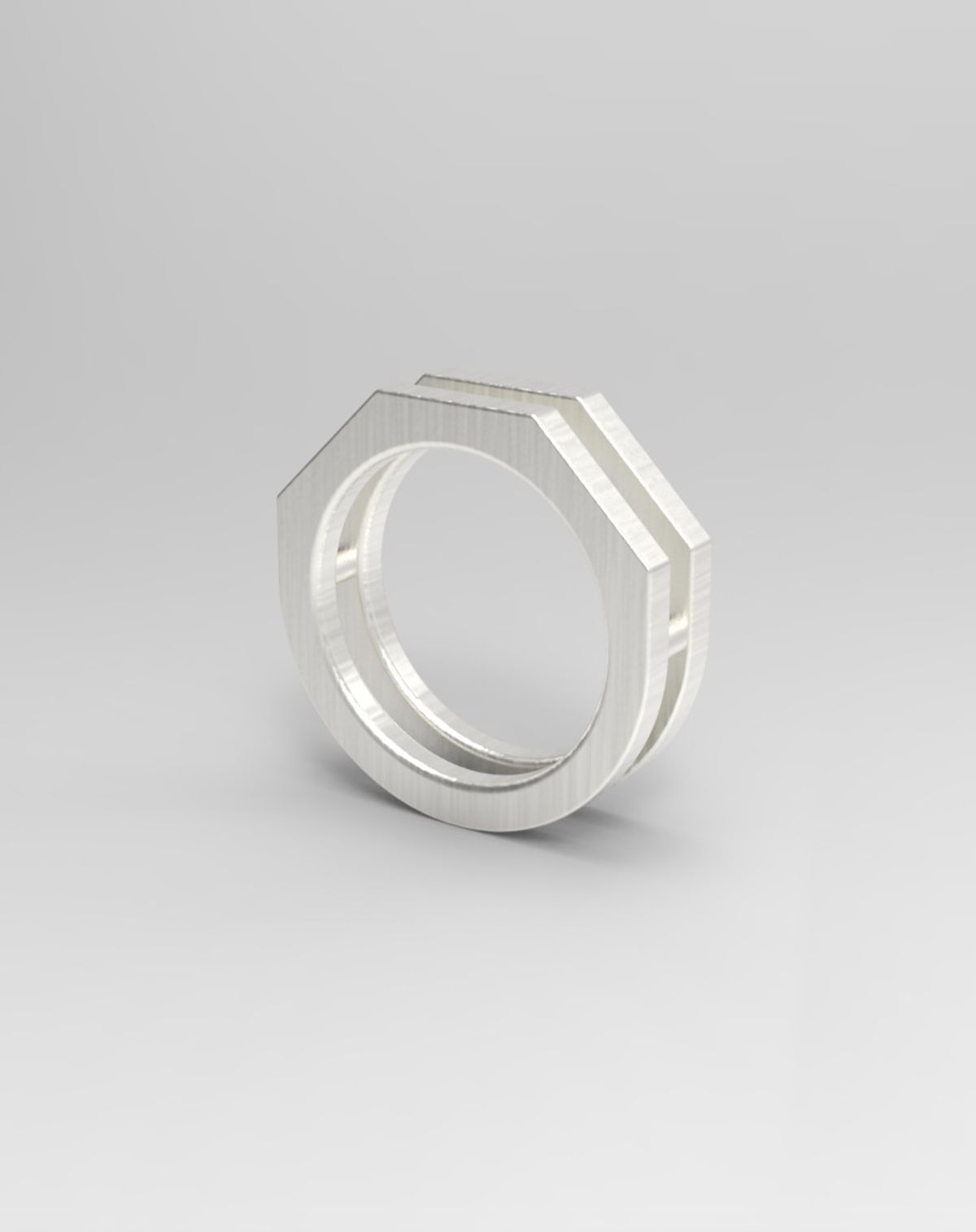 르네오브제(RENEOBJET) DIN  DOUBLE HEX-LINE RING [STERLING SILVER] 더블 링 925 실버 반지
