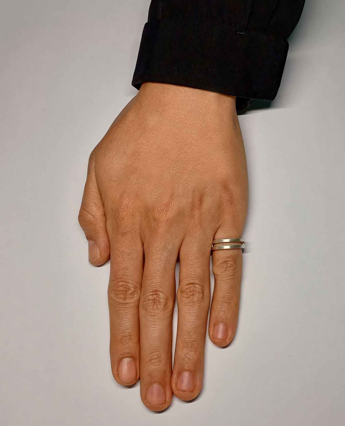 르네오브제(RENEOBJET) DIN  DOUBLE HEX-LINE RING [STERLING SILVER] 더블 링 925 실버 반지