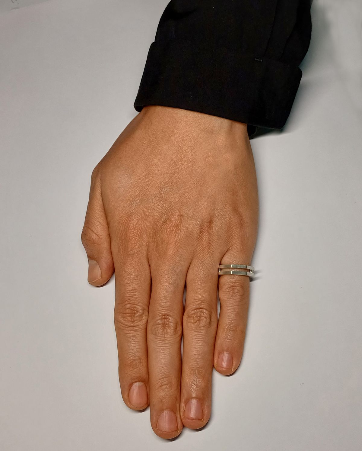 르네오브제(RENEOBJET) DIN  DOUBLE HEX-LINE RING [STERLING SILVER] 더블 링 925 실버 반지