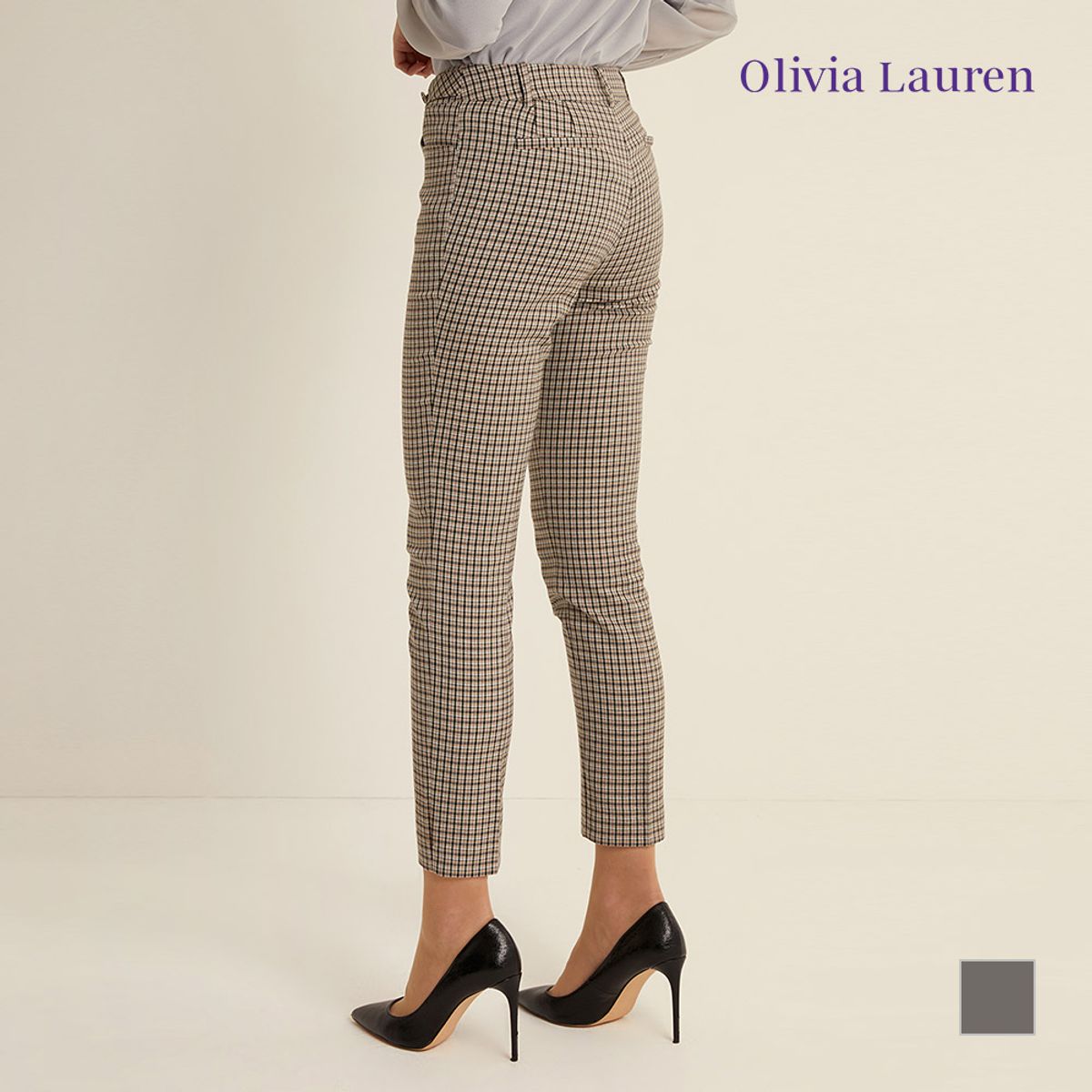 올리비아로렌(OLIVIALAUREN) 일자핏 체크 팬츠_VOCDLXS1231