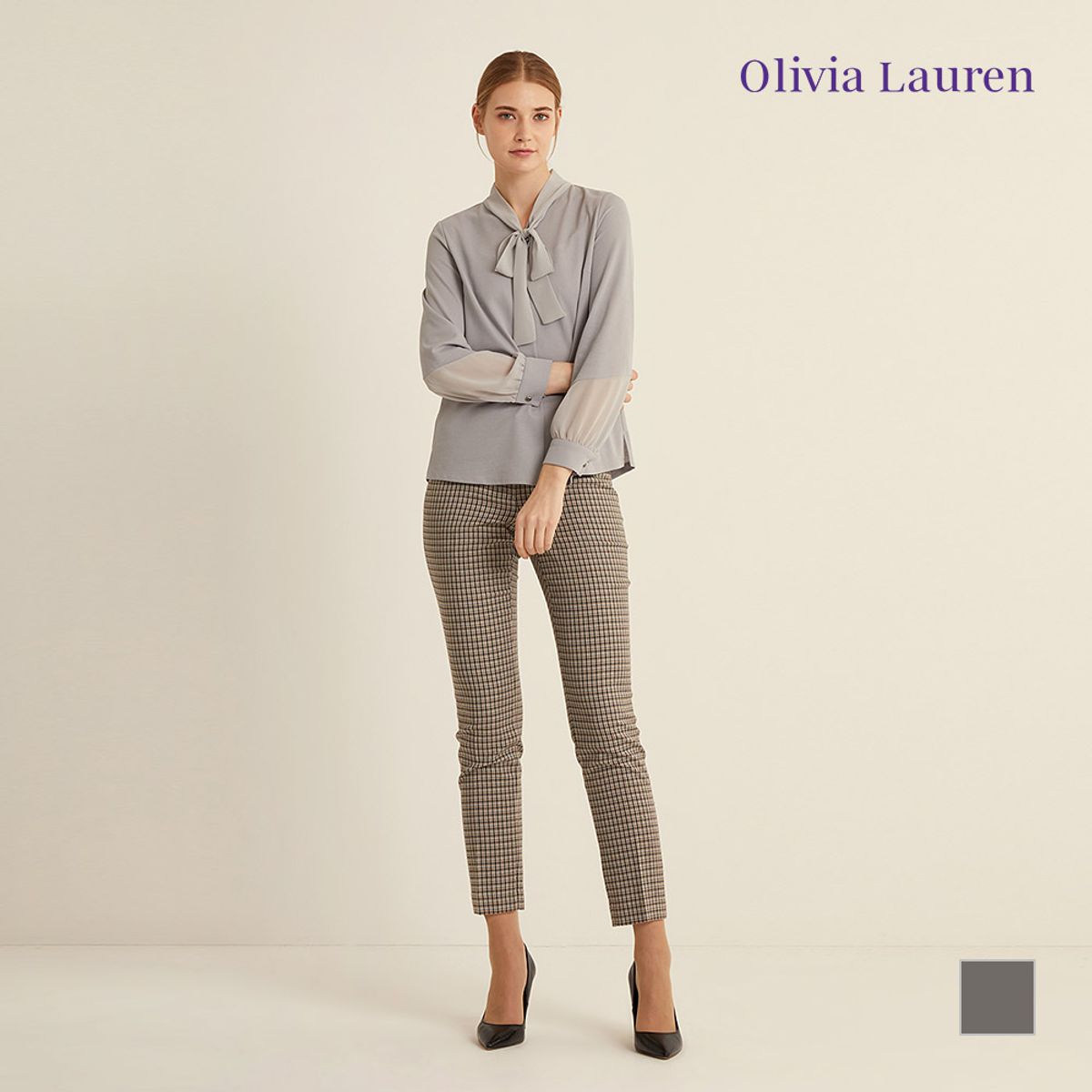 올리비아로렌(OLIVIALAUREN) 일자핏 체크 팬츠_VOCDLXS1231