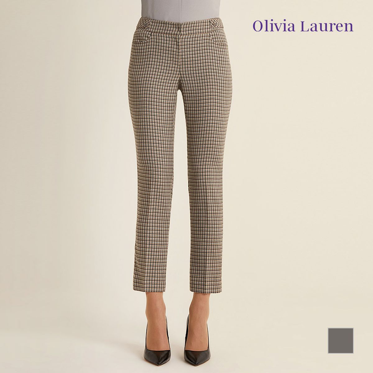 올리비아로렌(OLIVIALAUREN) 일자핏 체크 팬츠_VOCDLXS1231