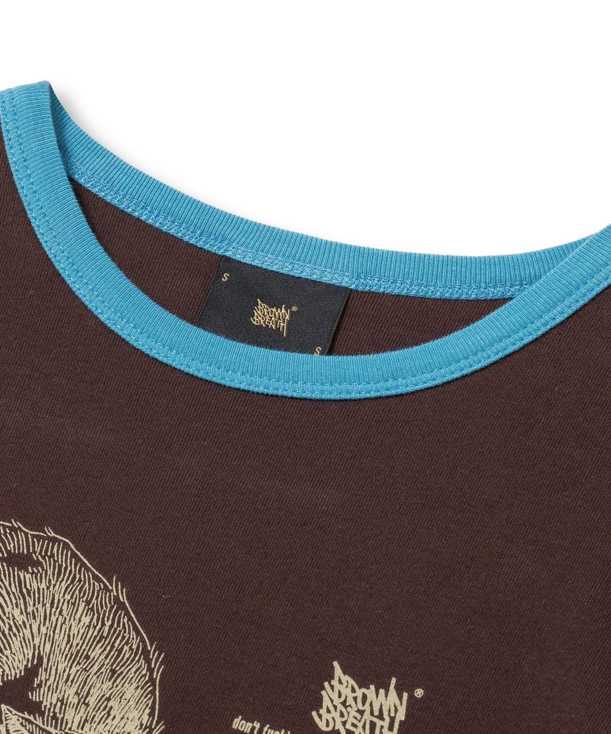 브라운브레스(BROWNBREATH) W KITTY CROP RINGER TEE - BROWN