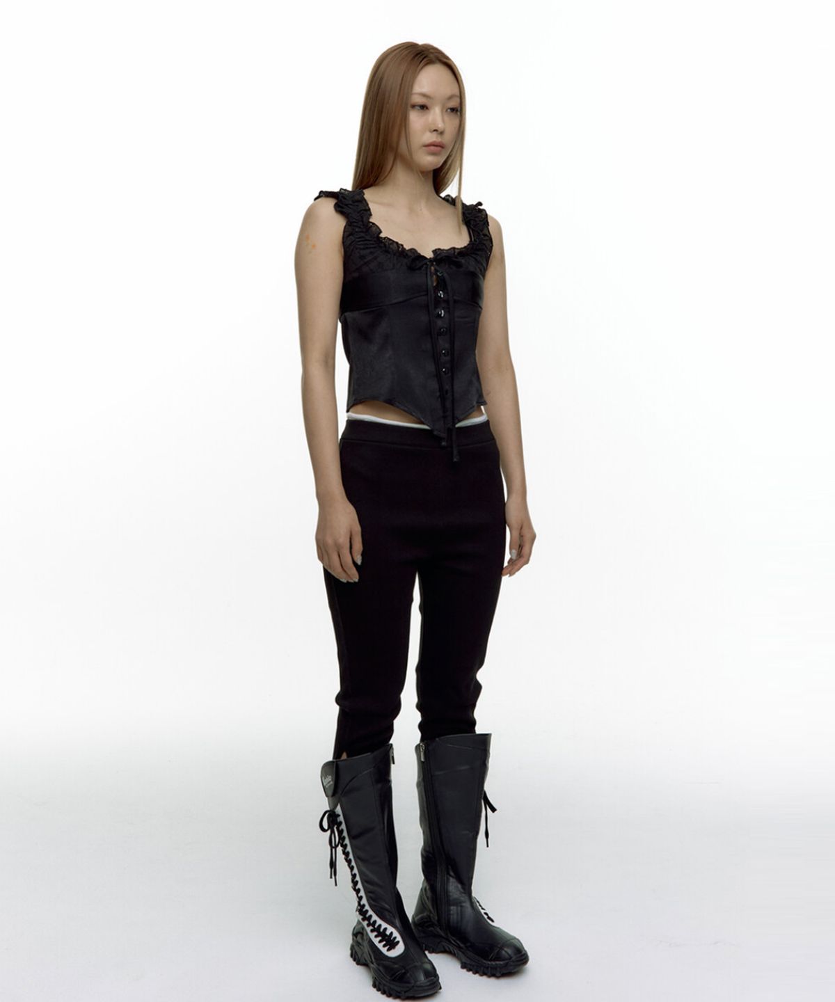 카시코(KASHIKO) Lace Layered Sleeveless Black
